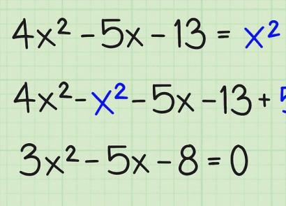 Quadratic equations.  Discriminant.  Solution, examples.  Solving quadratic equations: root formula, examples Fractional discriminant